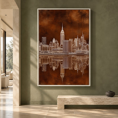 New York Skyline Canvas Art with Architectural Reflection