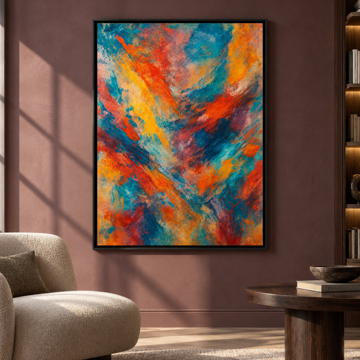 Vibrant Abstract Canvas Art with Expressive Brushwork