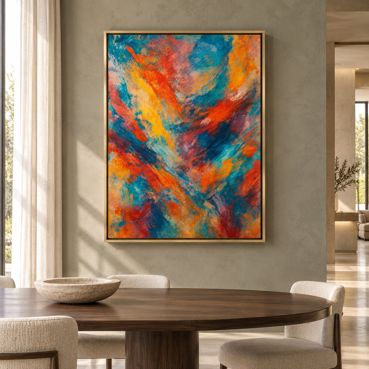 Vibrant Abstract Canvas Art with Expressive Brushwork