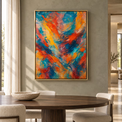 Vibrant Abstract Canvas Art with Expressive Brushwork