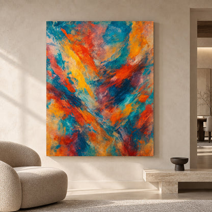 Vibrant Abstract Canvas Art with Expressive Brushwork