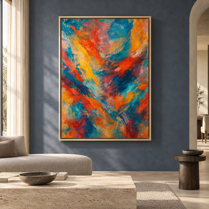 Vibrant Abstract Canvas Art with Expressive Brushwork