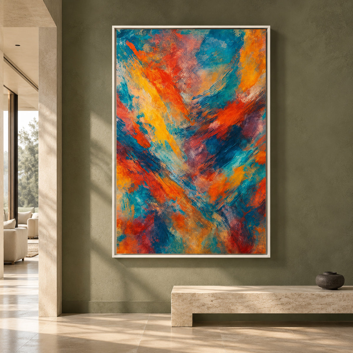 Vibrant Abstract Canvas Art with Expressive Brushwork