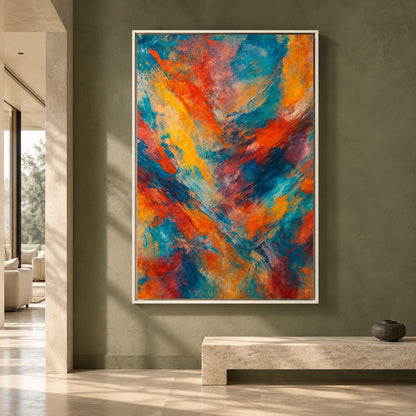Vibrant Abstract Canvas Art with Expressive Brushwork
