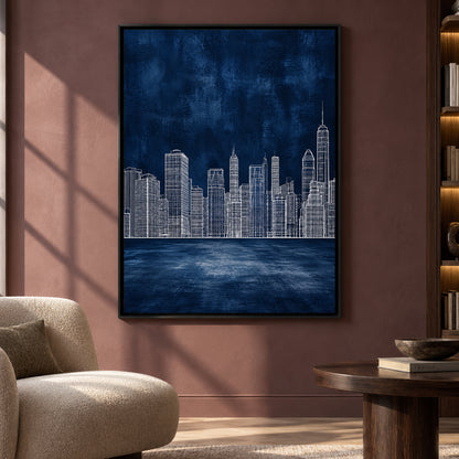Blue New York Skyline Canvas Art for Contemporary Interiors