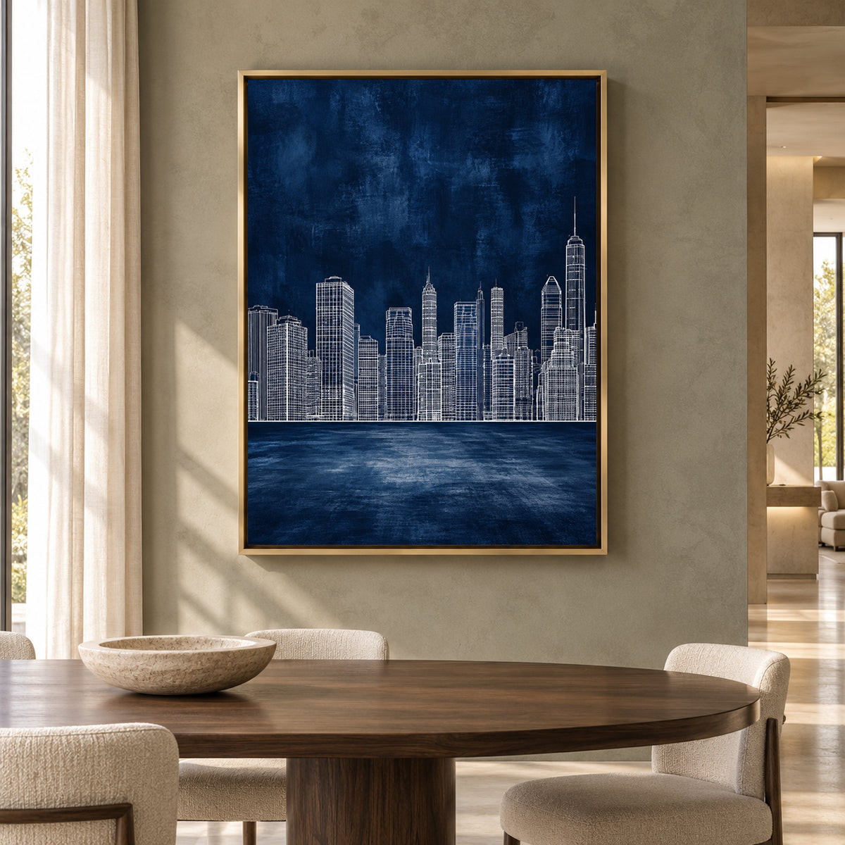 Blue New York Skyline Canvas Art for Contemporary Interiors