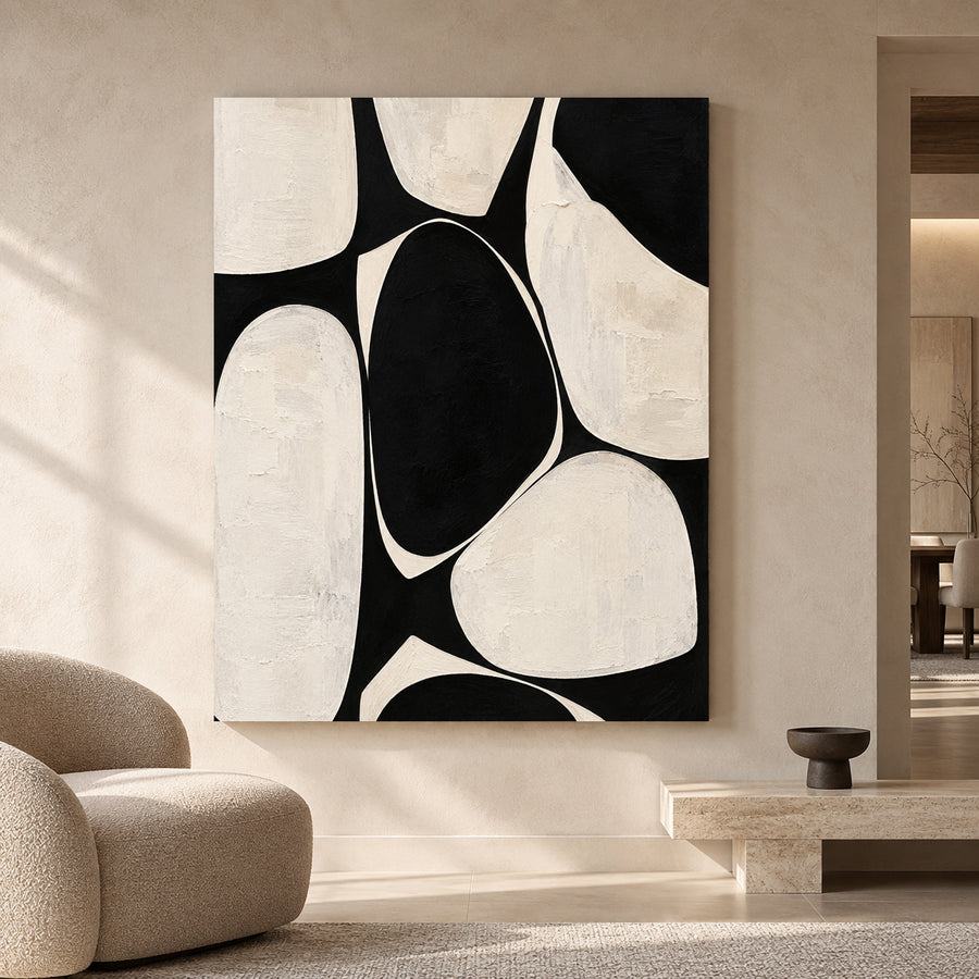 Black and White Organic Abstract Canvas Art for Modern Homes