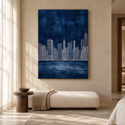 Blue New York Skyline Canvas Art for Contemporary Interiors
