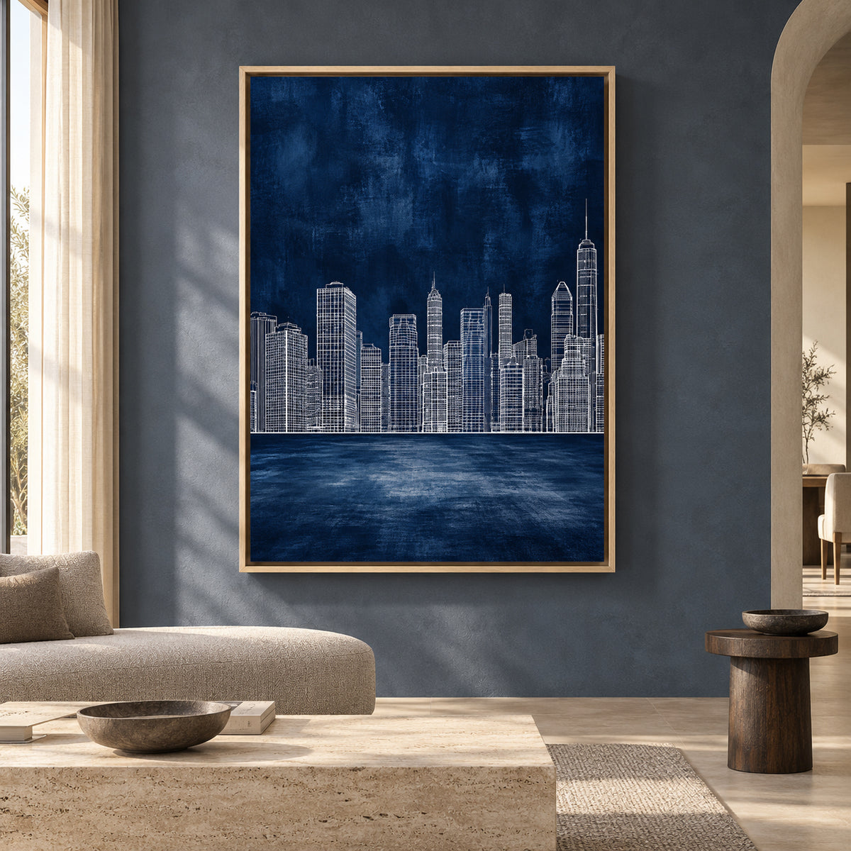Blue New York Skyline Canvas Art for Contemporary Interiors