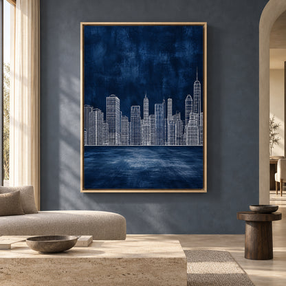 Blue New York Skyline Canvas Art for Contemporary Interiors