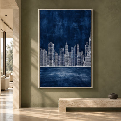 Blue New York Skyline Canvas Art for Contemporary Interiors