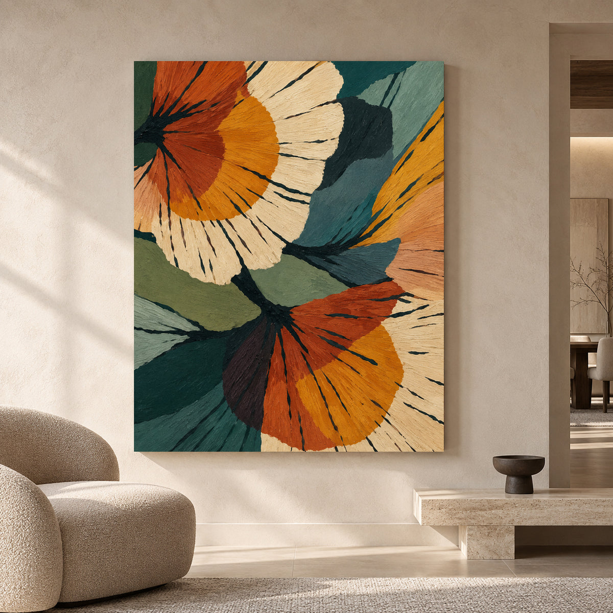 Modern Floral Abstract Canvas Art with Bold Botanical Forms