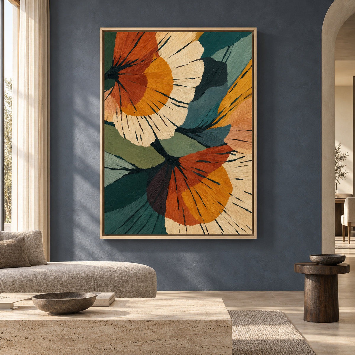 Modern Floral Abstract Canvas Art with Bold Botanical Forms