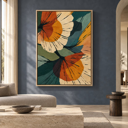 Modern Floral Abstract Canvas Art with Bold Botanical Forms