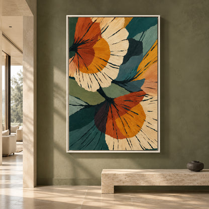 Modern Floral Abstract Canvas Art with Bold Botanical Forms