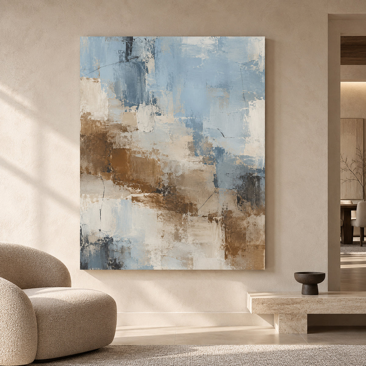 Serene Blue Abstract Canvas Art for Modern Interiors