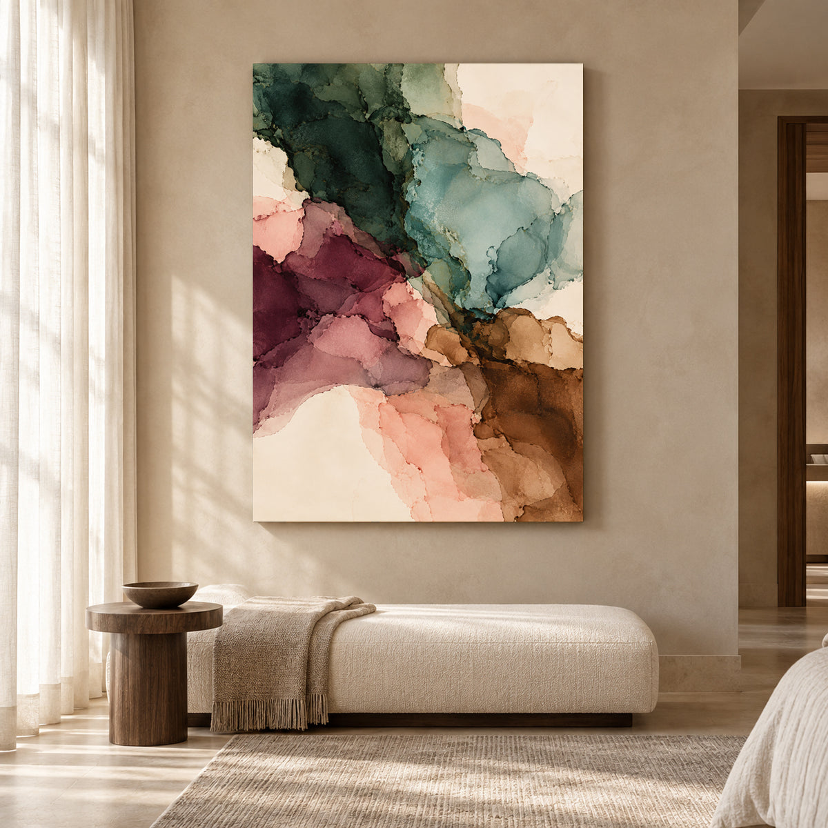 Fluid Watercolor Abstract Canvas Art for Contemporary Interiors