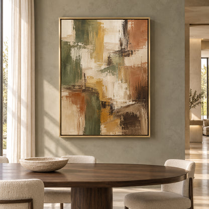 Earthy Olive Abstract Canvas Art for Warm Modern Interiors