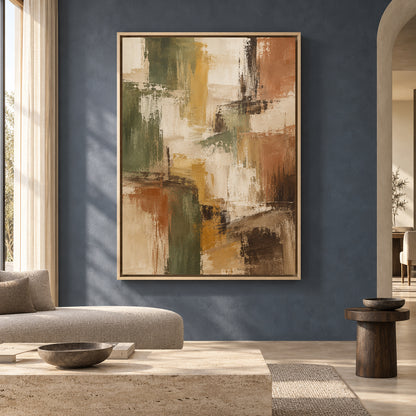 Earthy Olive Abstract Canvas Art for Warm Modern Interiors