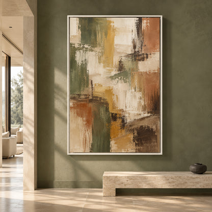 Earthy Olive Abstract Canvas Art for Warm Modern Interiors
