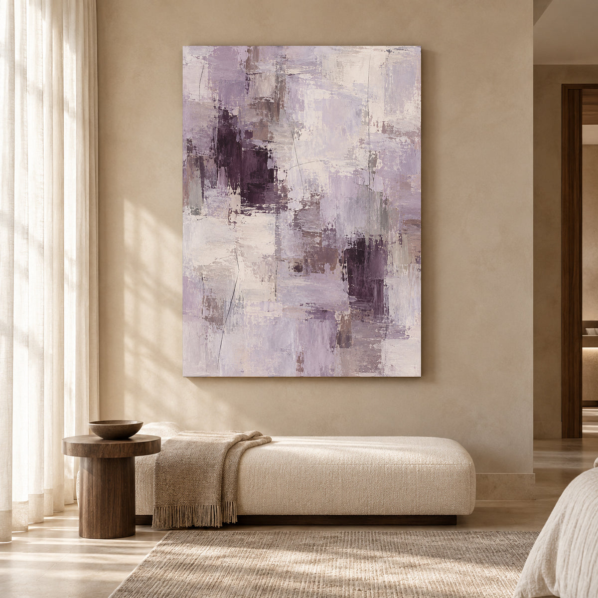 Lavender Abstract Canvas Art for Serene Modern Interiors