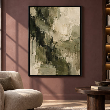 Olive Green Abstract Canvas Art for Modern Interiors