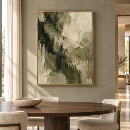 Olive Green Abstract Canvas Art for Modern Interiors