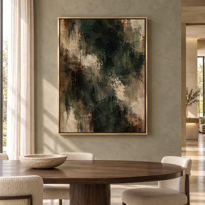 Dark Green Textured Abstract Canvas Art for Sophisticated Interiors
