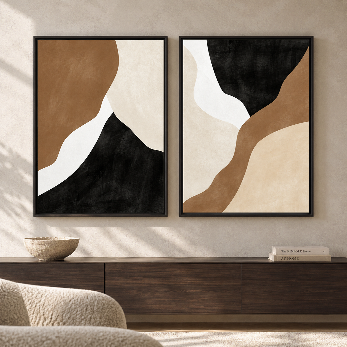Organic Form Canvas Set of 2 for Modern Minimalist Interiors