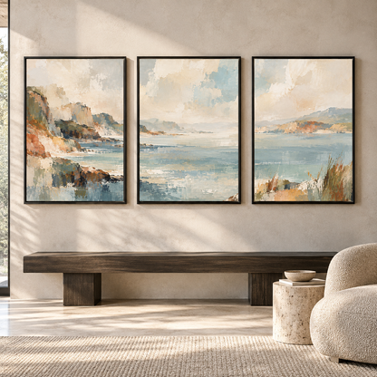 Coastal Landscape Canvas Wall Art Set of 3