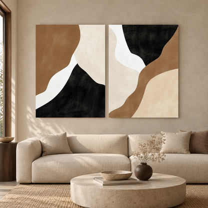 Organic Form Canvas Set of 2 for Modern Minimalist Interiors