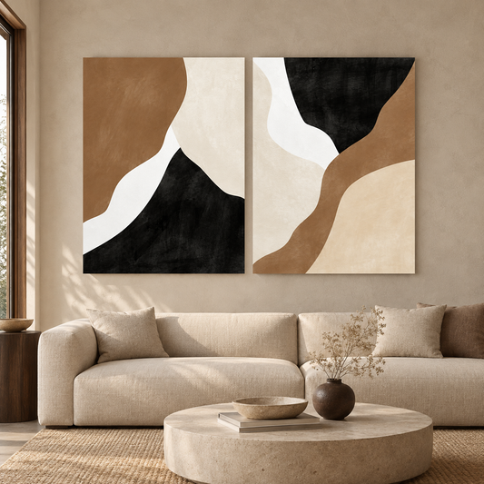 Organic Form Canvas Set of 2 for Modern Minimalist Interiors