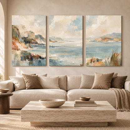 Coastal Landscape Canvas Wall Art Set of 3