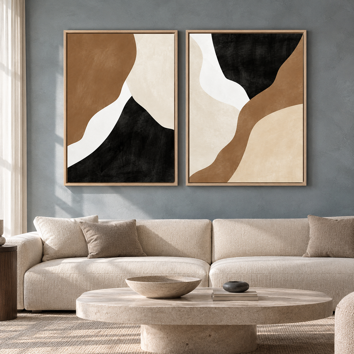 Organic Form Canvas Set of 2 for Modern Minimalist Interiors