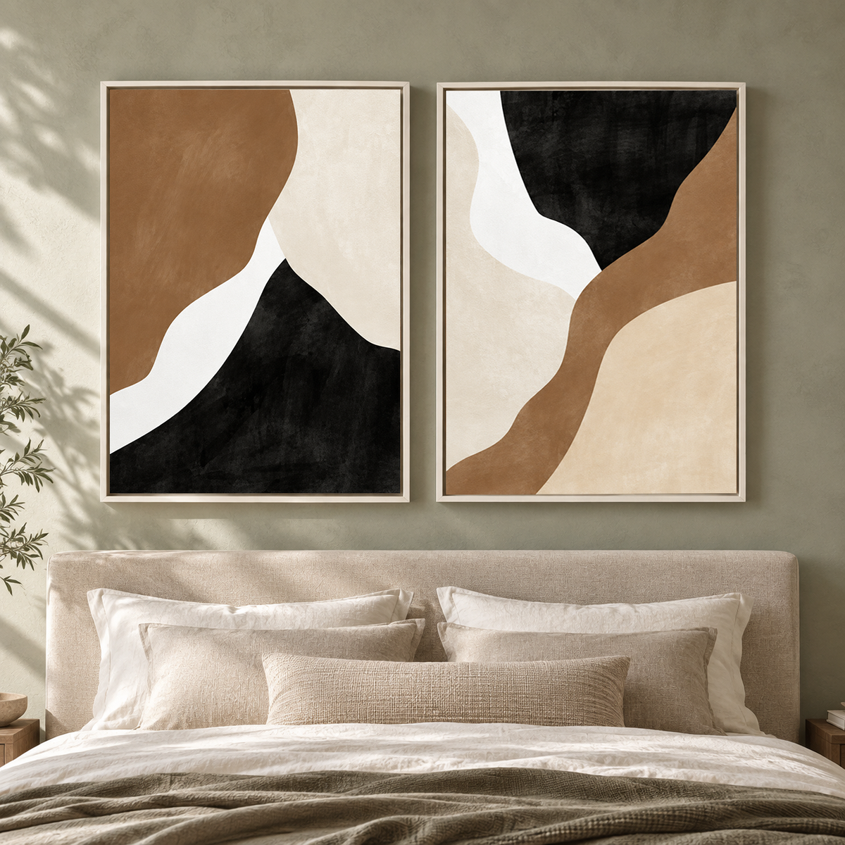 Organic Form Canvas Set of 2 for Modern Minimalist Interiors