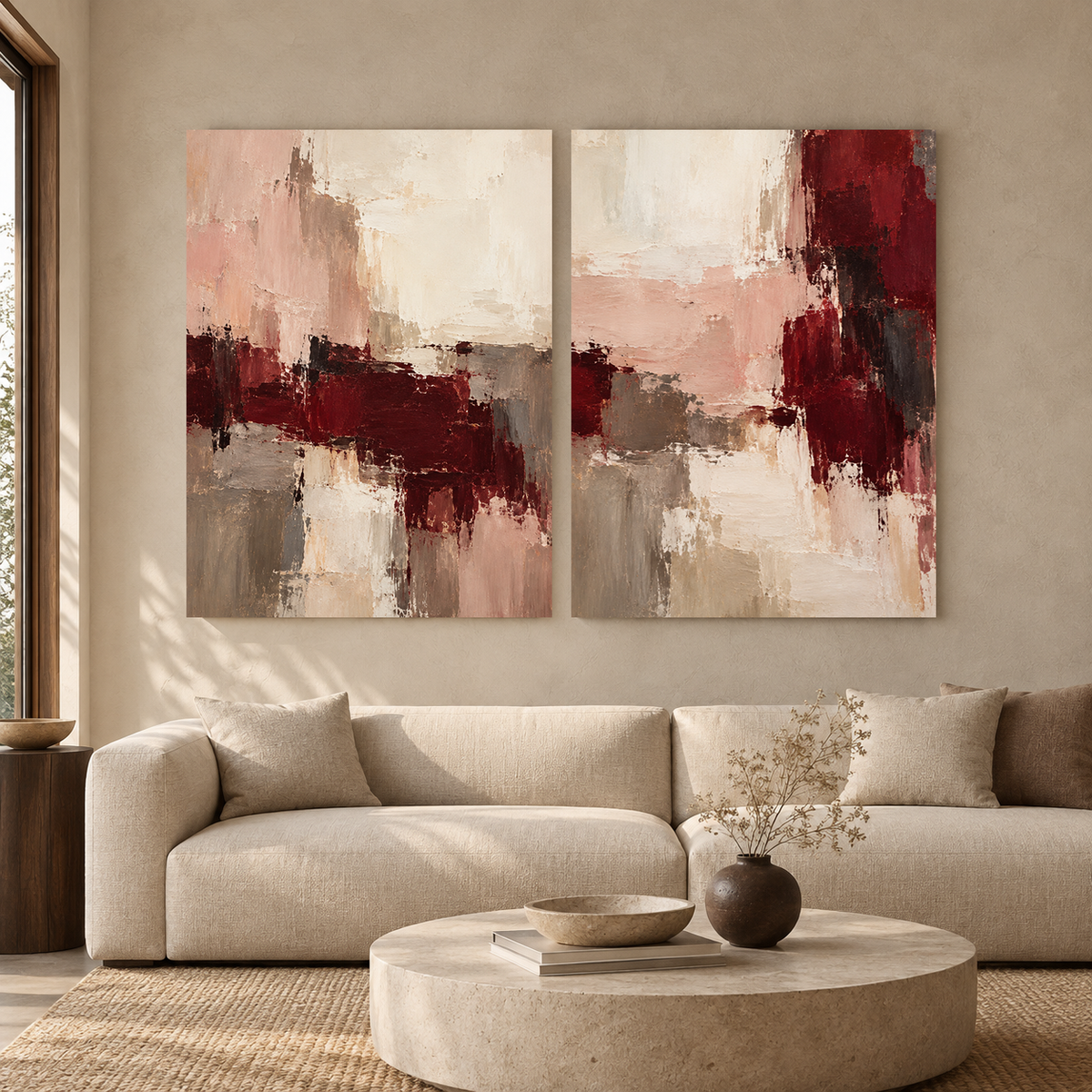 Statement Abstract Canvas Pair for Modern Interiors