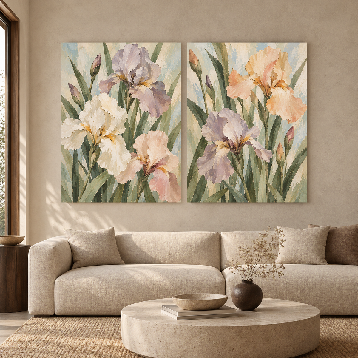 Botanical Iris Wall Art Set of 2 for Elegant Contemporary Interiors