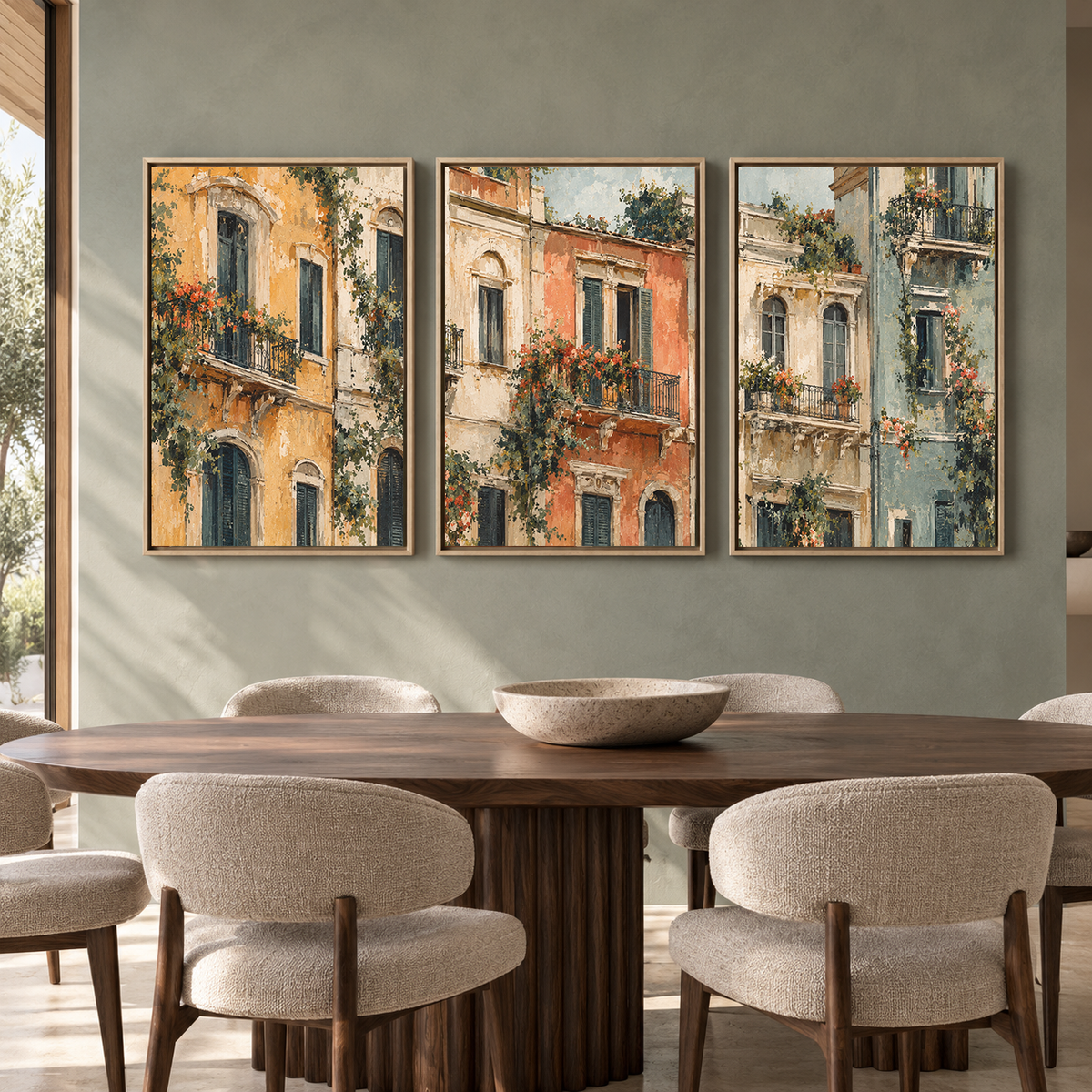 European Architecture Canvas Wall Art Set of 3