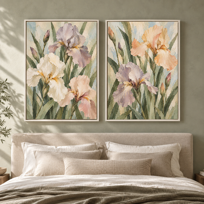 Botanical Iris Wall Art Set of 2 for Elegant Contemporary Interiors