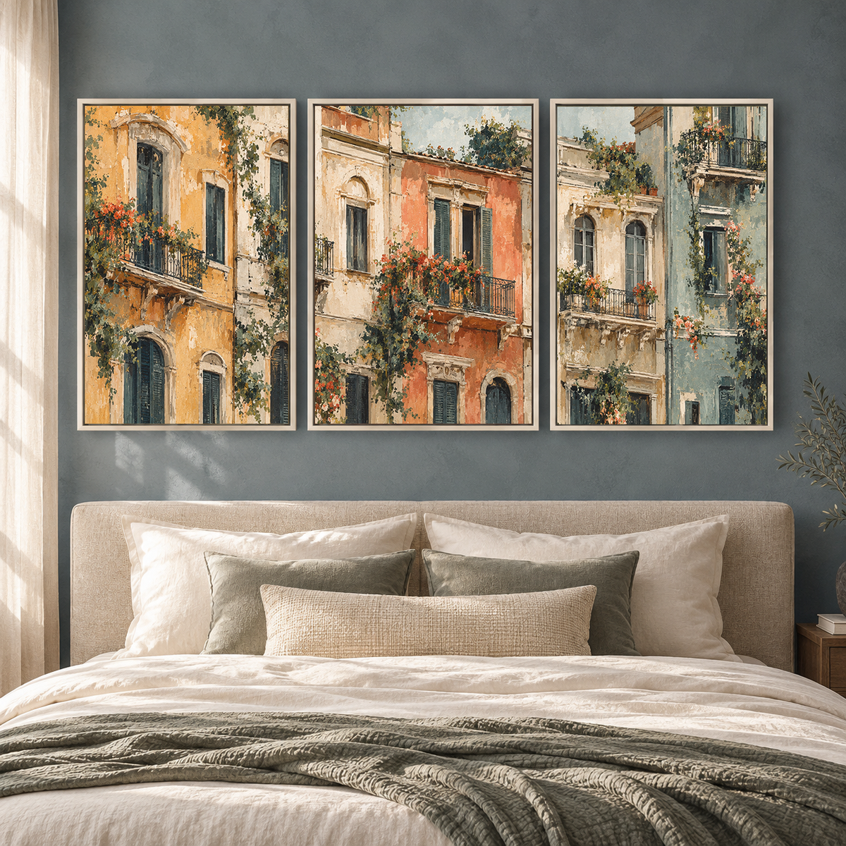 European Architecture Canvas Wall Art Set of 3