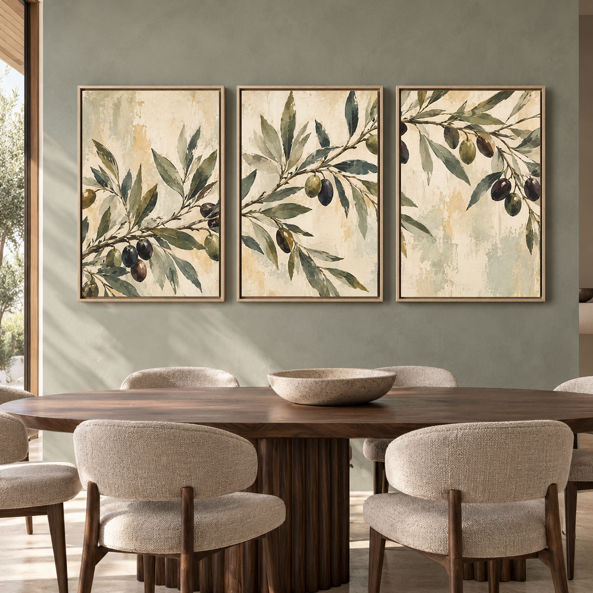 Olive Branch Botanical Canvas Wall Art Set of 3