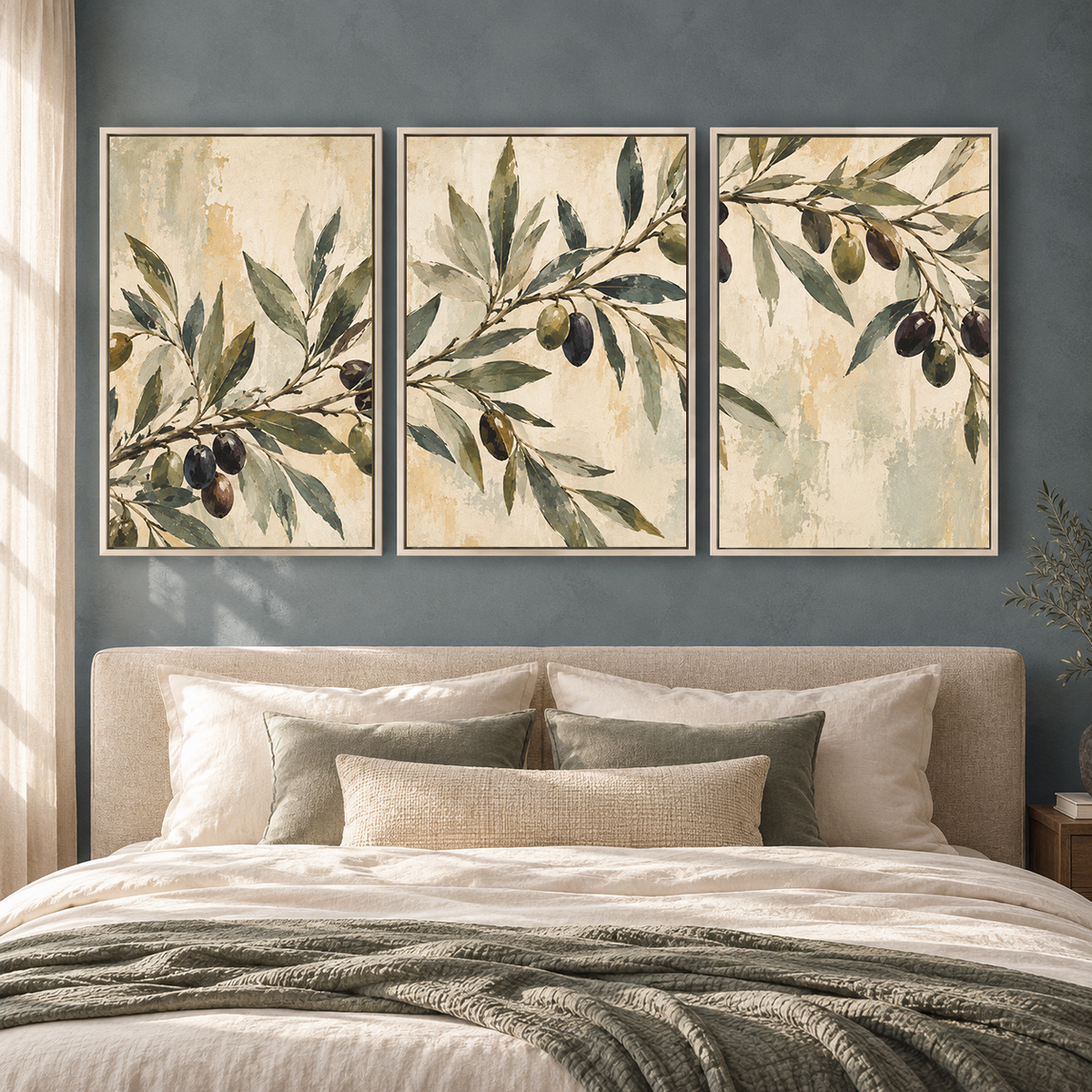 Olive Branch Botanical Canvas Wall Art Set of 3