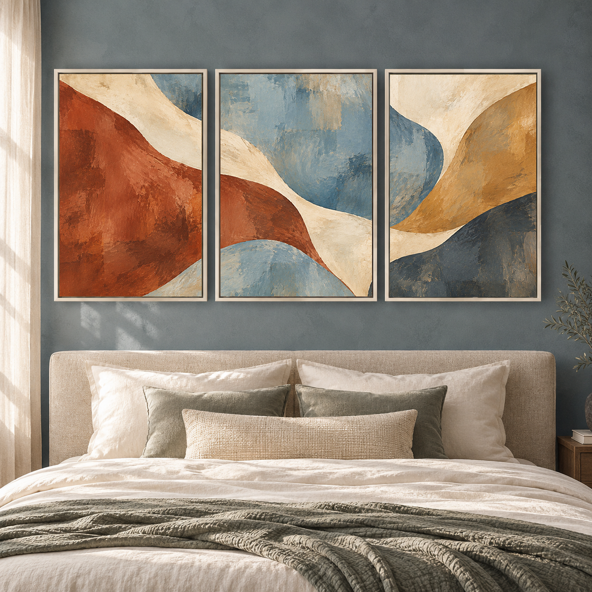 Earthy Modern Abstract Canvas Wall Art Set of 3