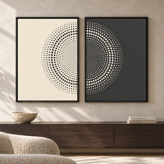 Optical Circle Wall Art Set of 2 for Modern Minimalist Interiors