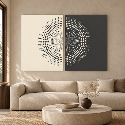 Optical Circle Wall Art Set of 2 for Modern Minimalist Interiors