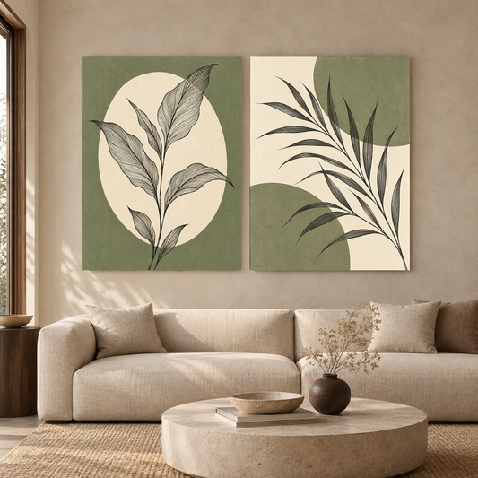 Modern Line Art Canvas Set of 2 for Minimalist Living Rooms