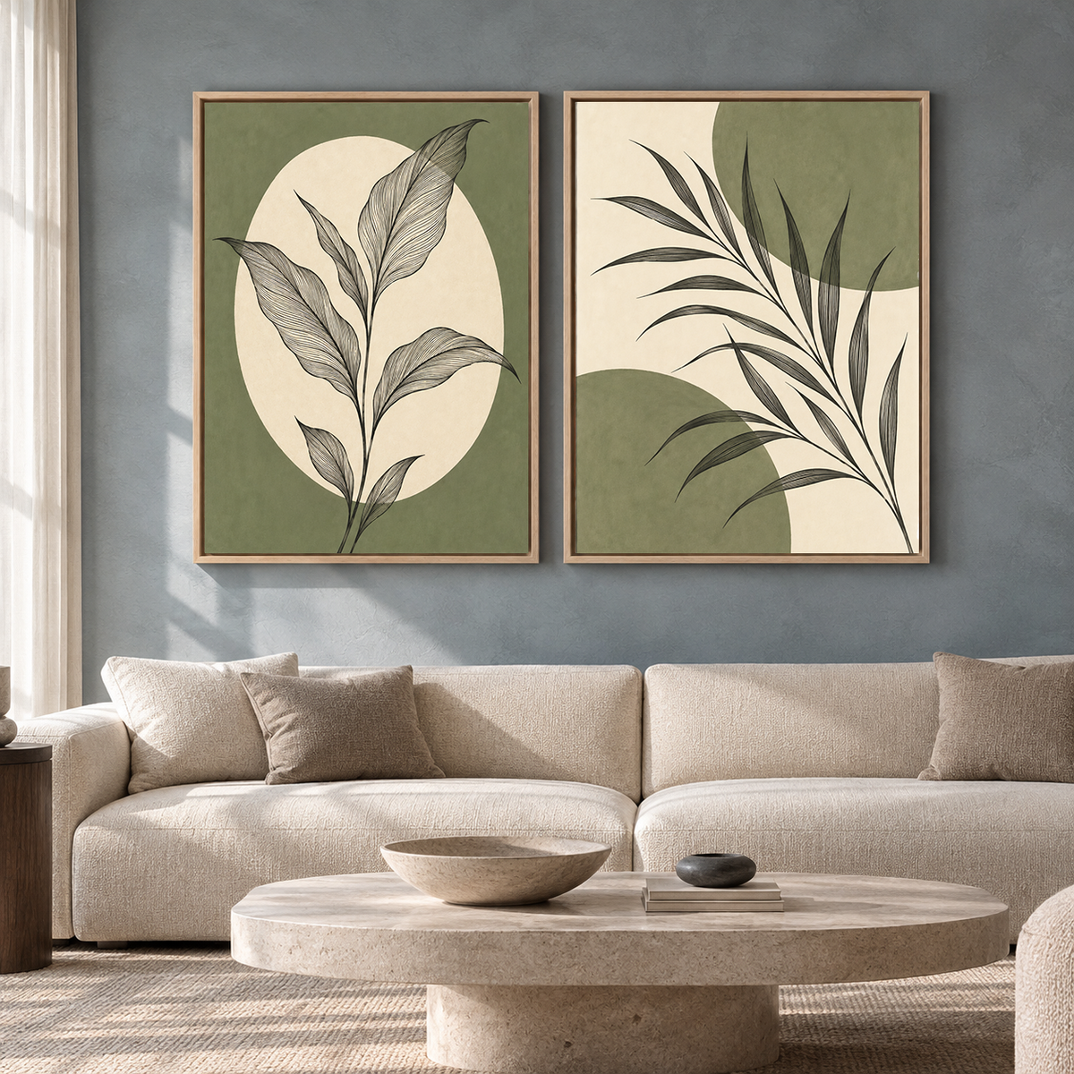 Modern Line Art Canvas Set of 2 for Minimalist Living Rooms