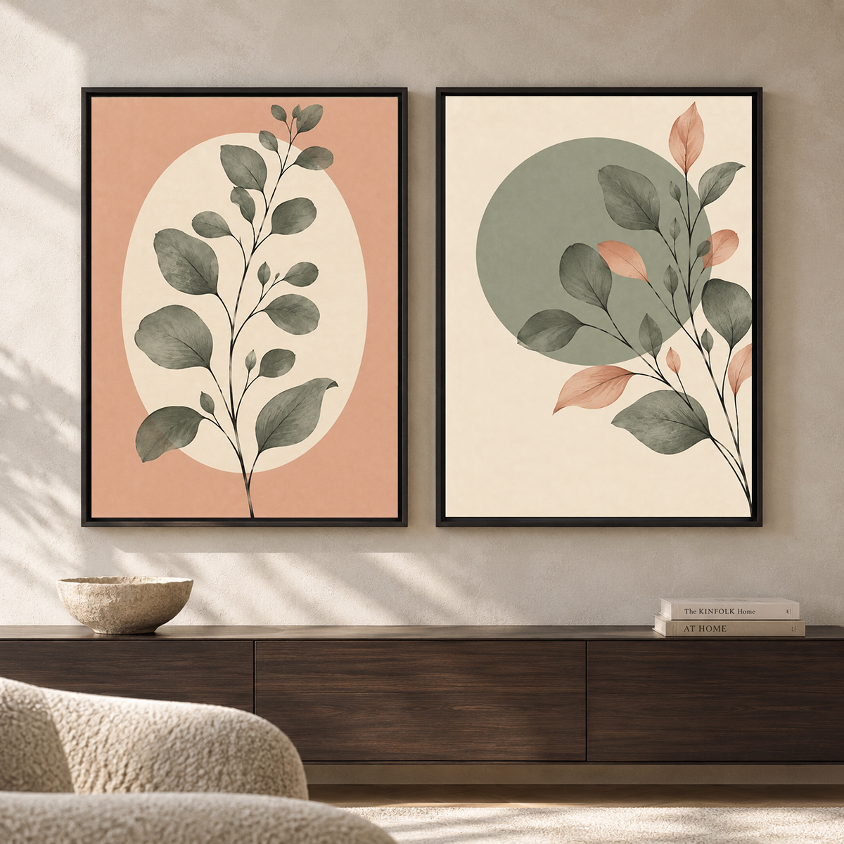 Botanical Harmony Canvas Wall Art Set of 2 for Contemporary Interiors