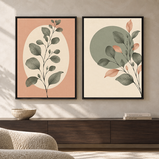 Botanical Harmony Canvas Wall Art Set of 2 for Contemporary Interiors