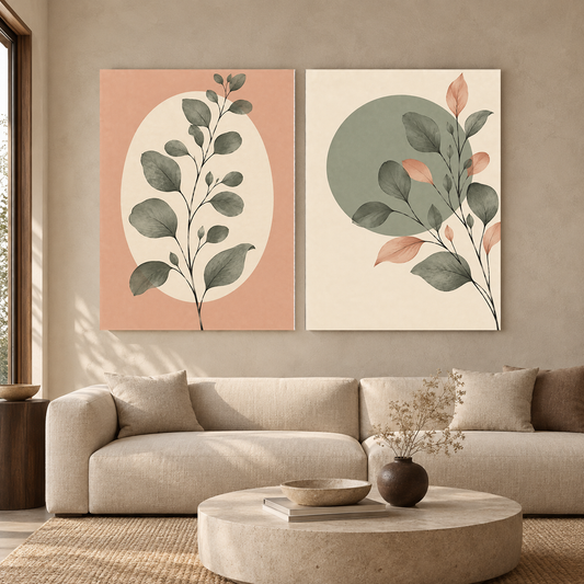 Botanical Harmony Canvas Wall Art Set of 2 for Contemporary Interiors